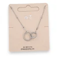 Silver-plated steel necklace 2 intertwined circles