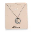 Silver-plated steel necklace half moon mother-of-pearl