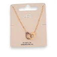 Collier acier doré petite menotte uni et strass rose