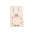 Silvered steel necklace with openwork circle and rhinestone charms