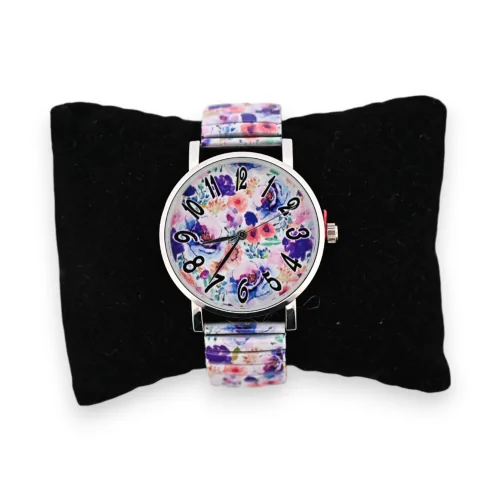 Reloj elástico con patrones de flores multicolores