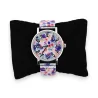 Elastic watch with multicolored flower patterns