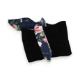 Navy blue floral fabric wristwatch