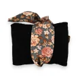 Orologio con cinturino in tessuto a motivo floreale, quadrante mostarda