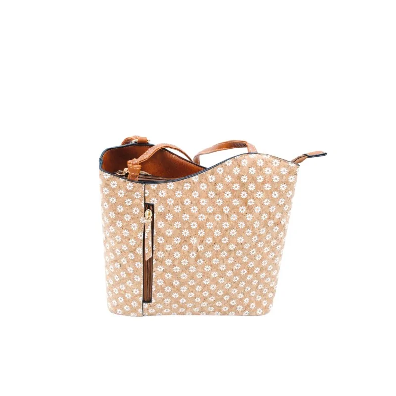 Cork bag with daisy pattern