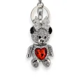 Silver teddy bear keychain with red heart for girl