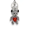 Silver teddy bear keychain with red heart for girl