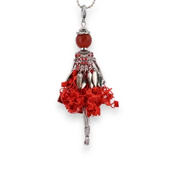 Long necklace red fashion doll