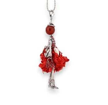 Long necklace red fashion doll