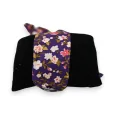 Fabric strap watch with multicolored flowers in purple