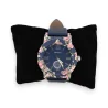 Navy blue faux leather watch with pink floral dial