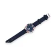 Navy blue faux leather watch with pink floral dial