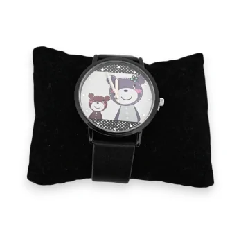 Uhr mit Kunstlederarmband Teddybärfamilie