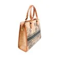 Cork bag printed with toile de jouy blue