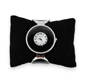 Reloj pulsera de fantasía plateado con lunares negros