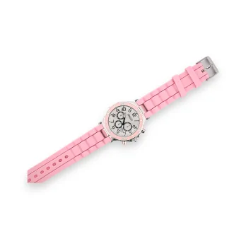 Orologio in silicone Ernest in rosa tenue con quadrante cronografo
