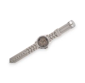 Light gray Ernest silicone watch with chrono dial
