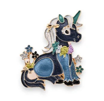 Broche magnética unicornio tonos azules