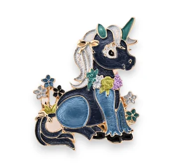 Magnetic unicorn pin in blue shades