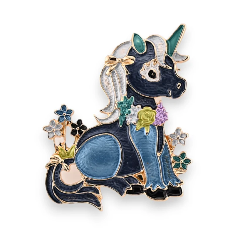 Broche aimantée licorne nuances bleues