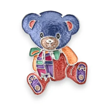 Multicolor teddy bear magnetic brooch