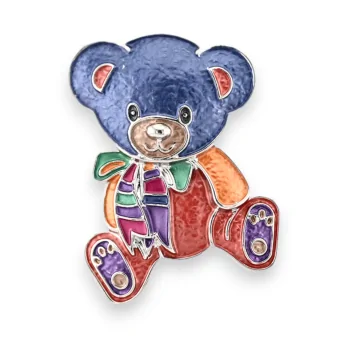 Multicolored teddy bear magnetic brooch