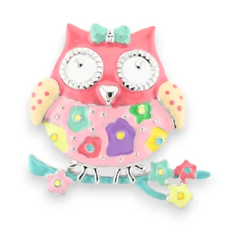 Multicolored owl magnetic brooch