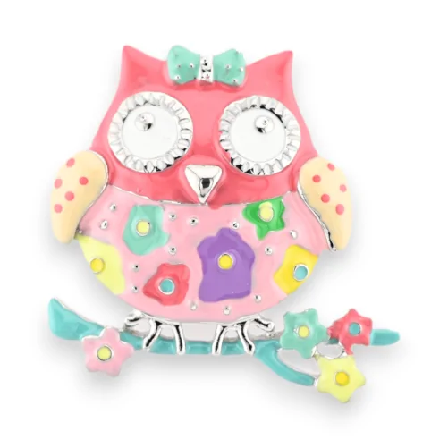Multicolored owl magnetic brooch