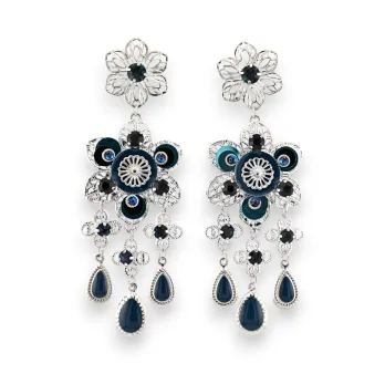 Silver fantasy earrings with shades of blue