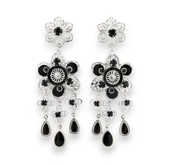 Black fancy silver earrings