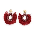 Boucles d'oreilles fantaisies franges et pierres bordeaux