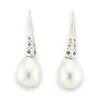 Boucles d'oreilles fantaisies argentées gouttes perles