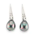 Boucles d'oreilles fantaisies argentées perles grises