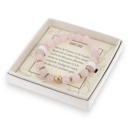 pulsera de cuarzo rosa con caja Lolilota