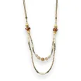 Fantasy necklace multi-row cord beads shades of beige