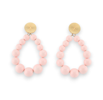 Bright soft pink pearl creole earrings