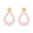 Boucles d'oreilles créoles perles rose tendre brillantes