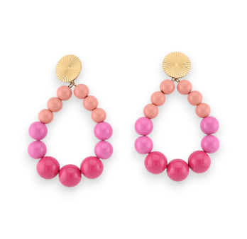 Gradient pink shiny pearl creole earrings