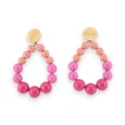 Gradient pink shiny pearl creole earrings