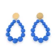 Aretes de aro con perlas azul rey mates