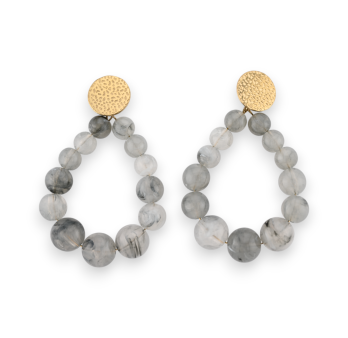 Boucles d'oreilles créoles perles nuances grises