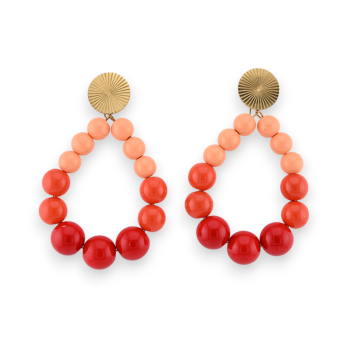 Kreolen Ohrringe mit glänzenden orangefarbenen Perlen