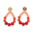 Aretes de aro con perlas de tonos naranjas brillantes