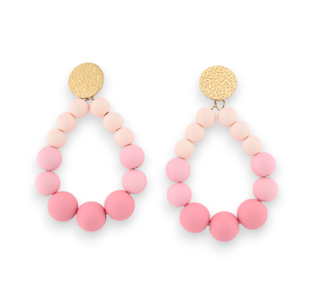 Hoop earrings with gradient tender pink matte pearls