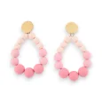 Hoop earrings with gradient tender pink matte pearls