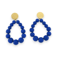 Dark royal blue matte pearl creole earrings