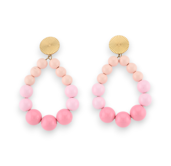 Aros de pendientes de perlas en tonos de rosa suave brillantes