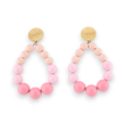 Boucles d'oreilles créoles perles nuances rose tendre brillantes