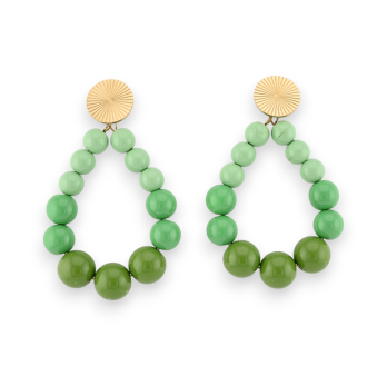 Hoop earrings with shiny Brazilian green gradient beads