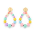 Boucles d'oreilles créoles perles facettes multicolores pastelles brillantes brillantes